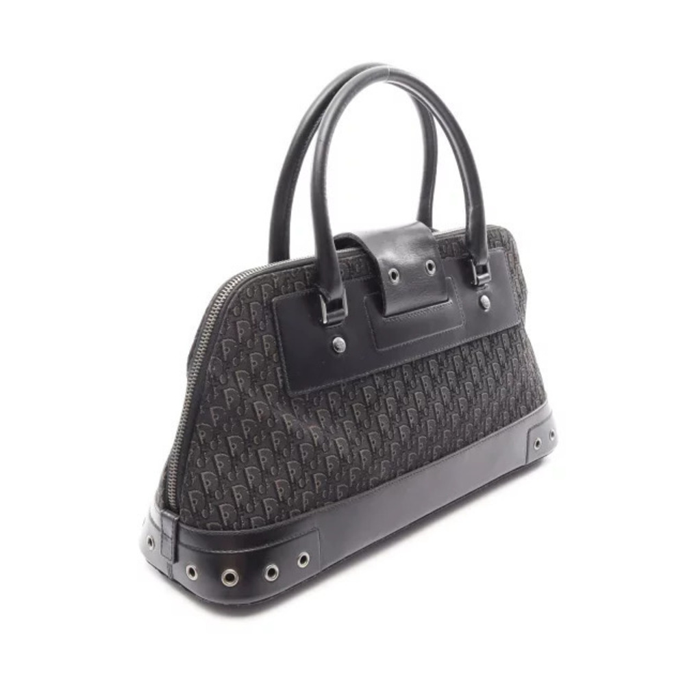 Dior Black Street Handbag Leather Canvas Trotter Christian Black